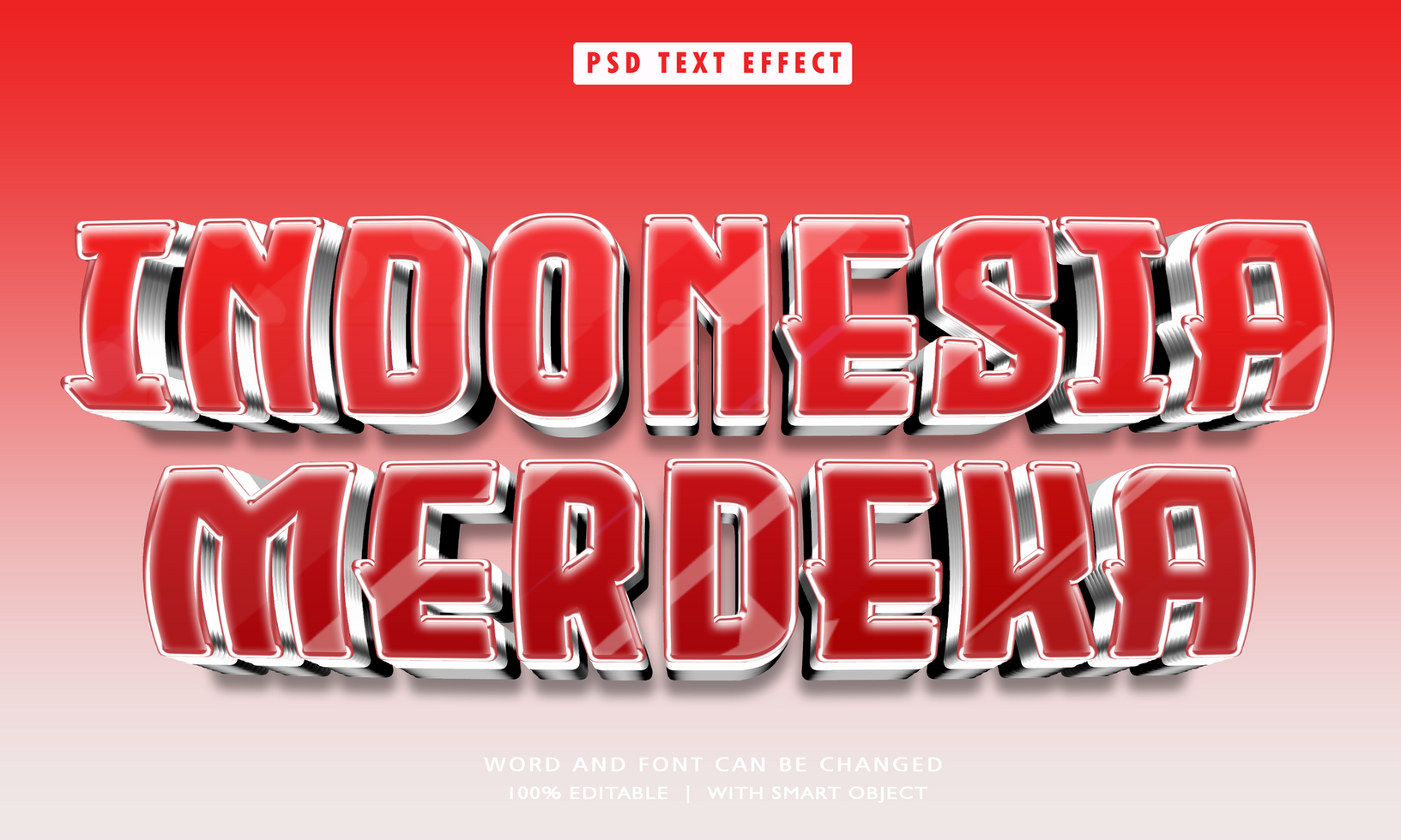 Indonesia Merdeka 3D Editable Text Style Effects psd