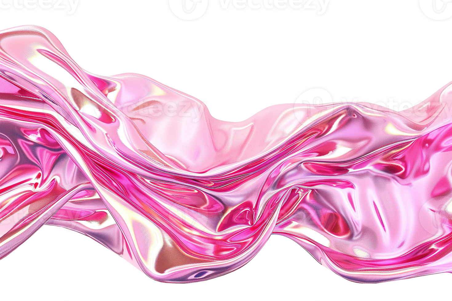 Abstract liquid pink shape with holographic effect, on transparent background. Vibrant, iridescent color. Divider, separating graphic design element. Useful as footer or header. png