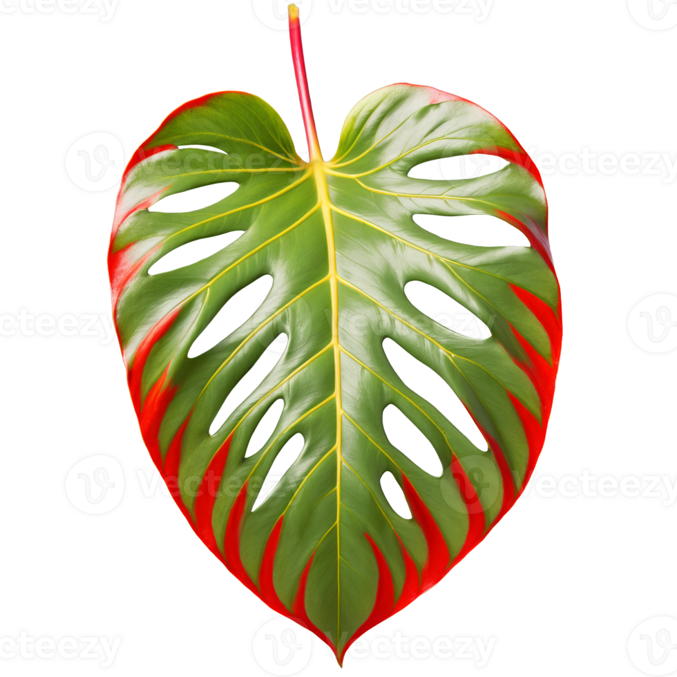 Philodendron leaf large lobed leaf with velvet texture and red undersides Philodendron gloriosum png
