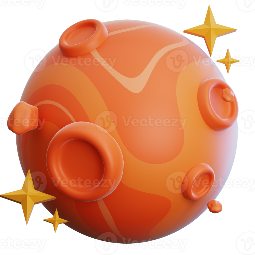 Mars 3d render illustration for infographic png