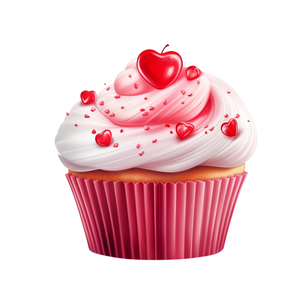 Valentine cupcake with heart-shaped sprinkles png