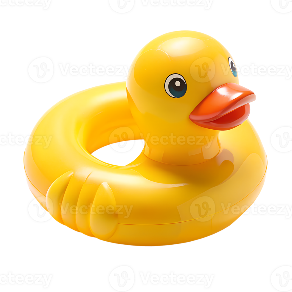 Yellow duck shaped rubber ring for floating in the water. isolated on transparent background. png