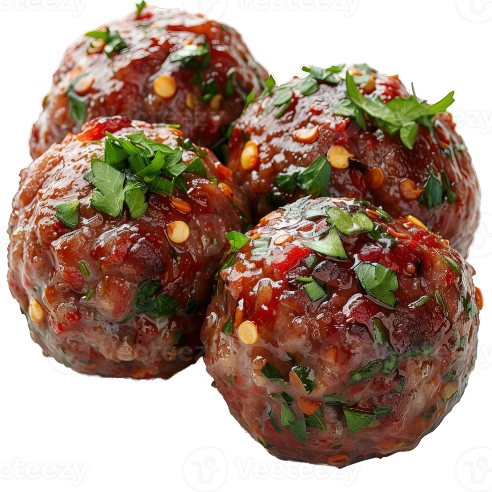 spicy meatballs isolated on transparent background ,round meatball , png