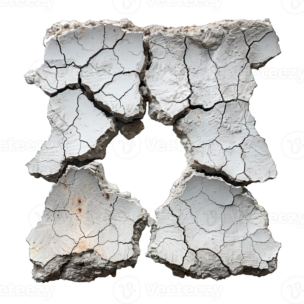 dry cracked soil isolated on transparent background , png