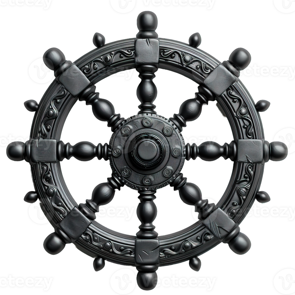 black steering wheel cut out isolated on transparent background , png