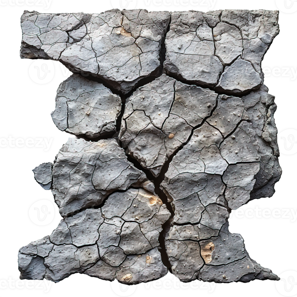 dry cracked soil isolated on transparent background , png