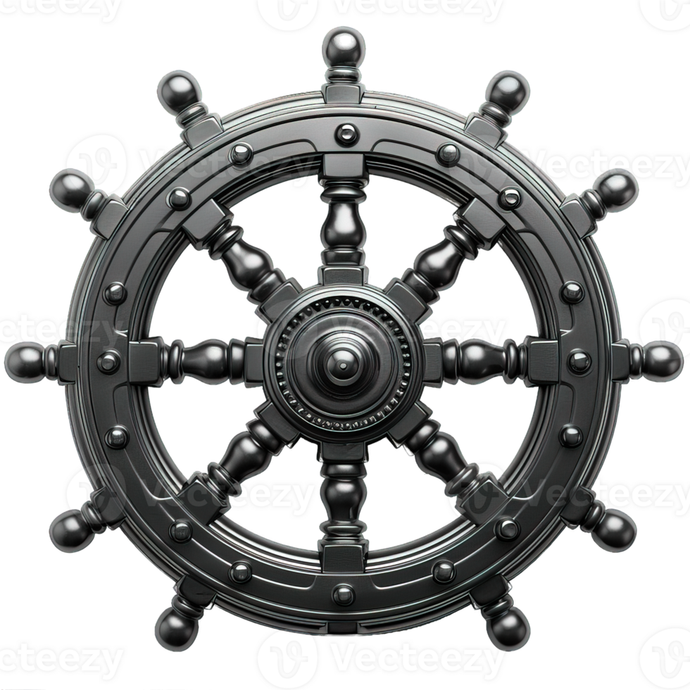 black steering wheel cut out isolated on transparent background , png
