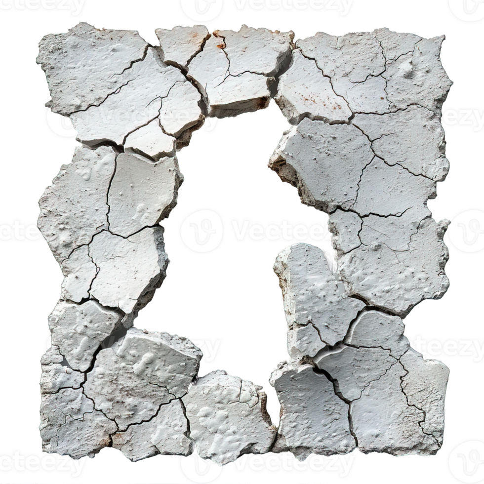 dry cracked soil isolated on transparent background , png