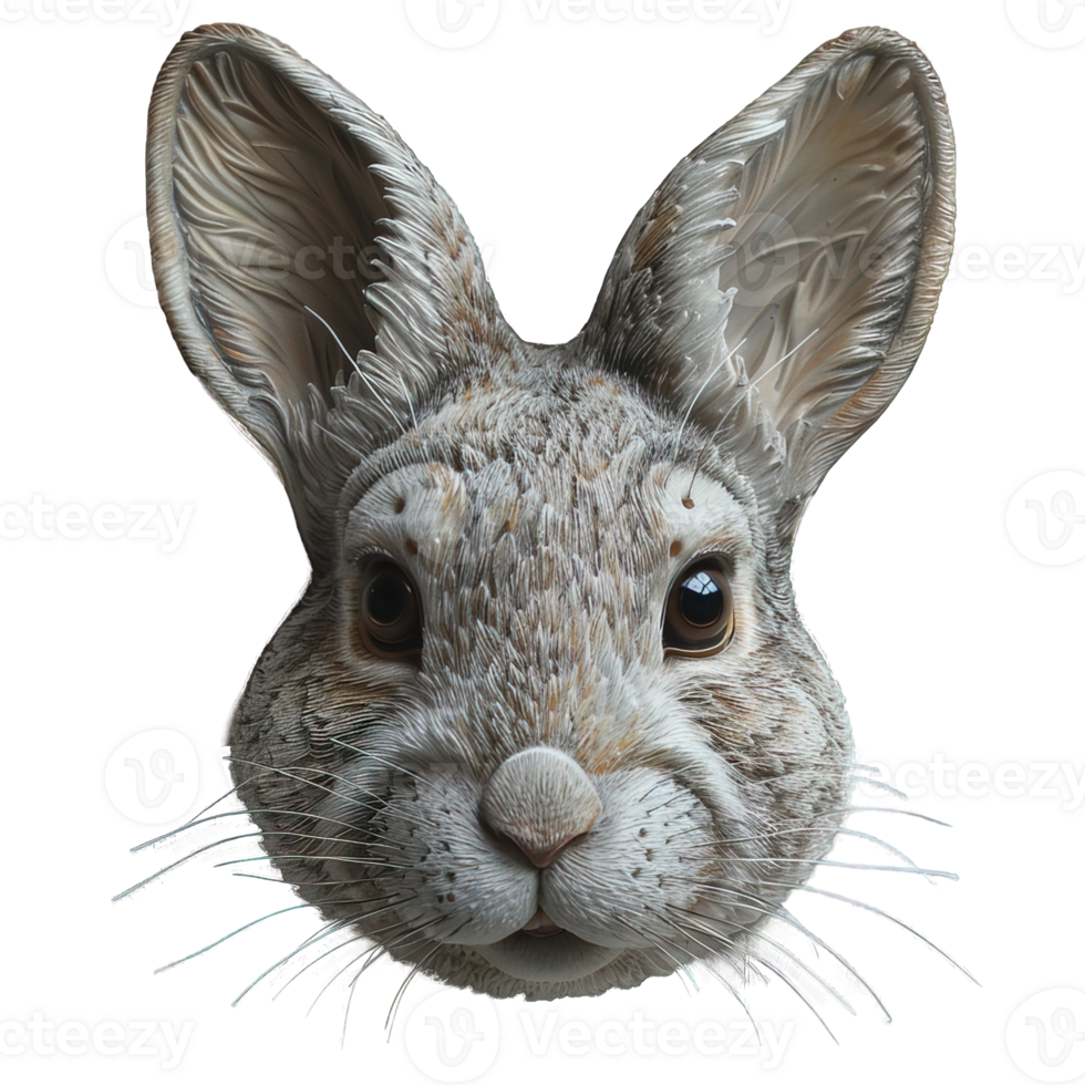 front view rabbit mask isolated on transparent background , png
