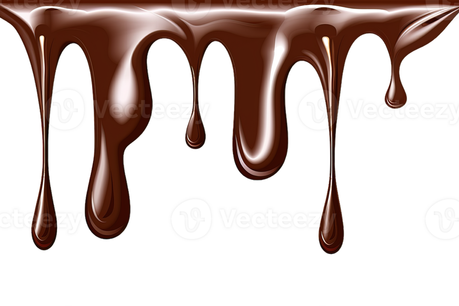 melted chocolate effect isolated on transparent background ,chocolate melts down , png