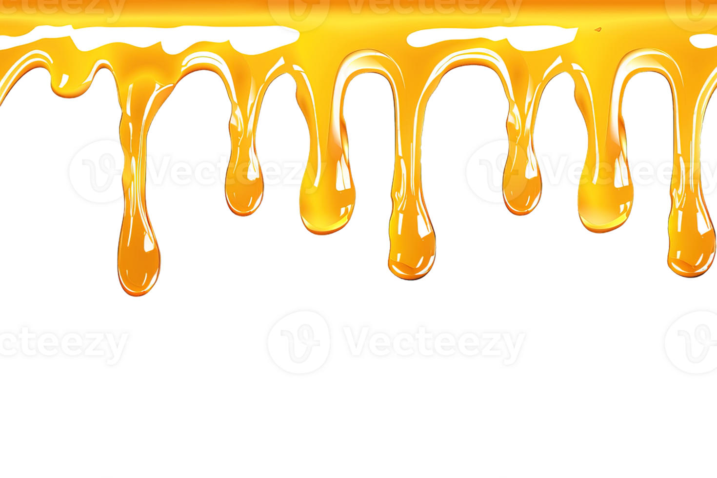 honey melting down isolated on transparent background, honey drip effect, png