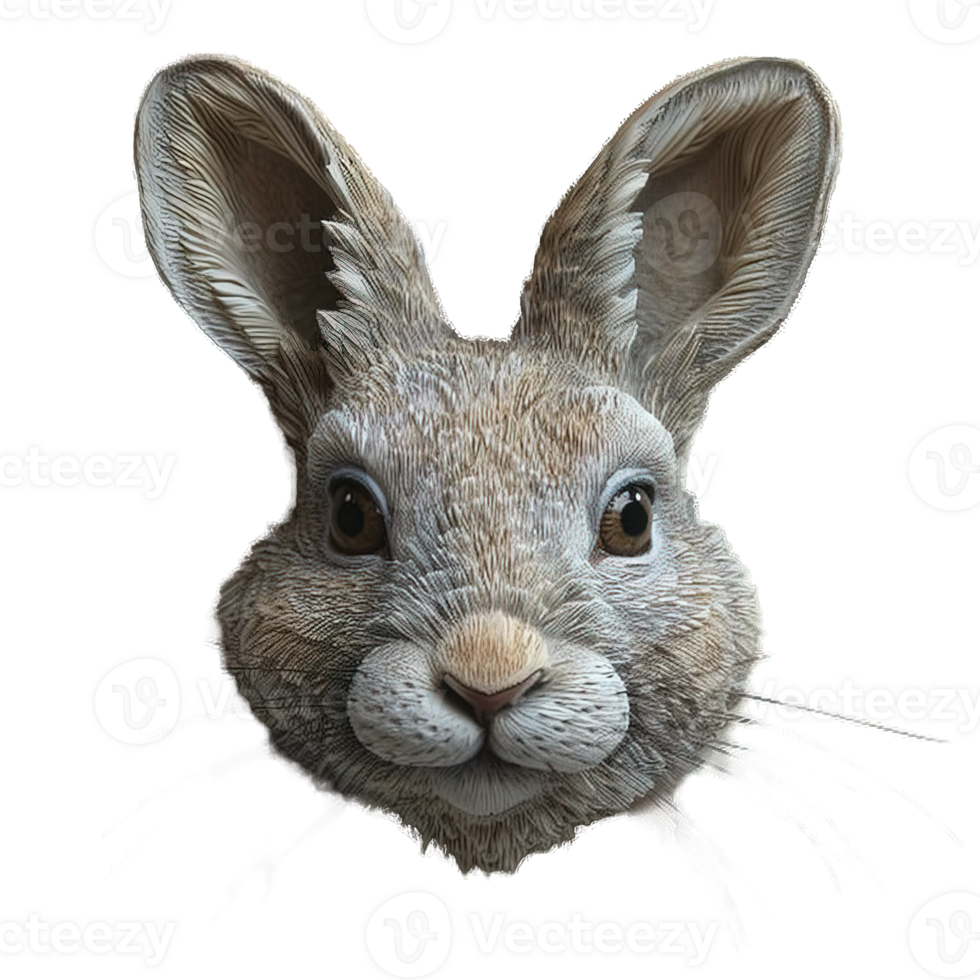 front view rabbit mask isolated on transparent background , png
