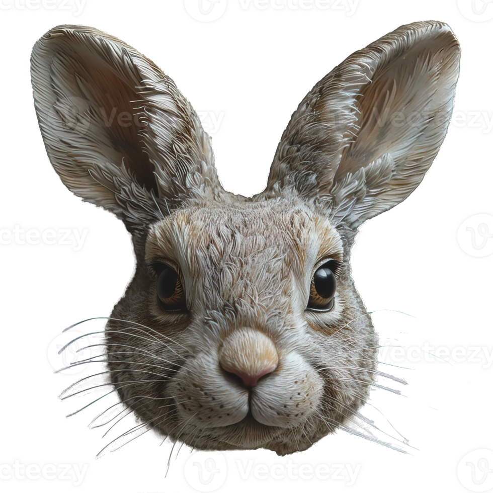 front view rabbit mask isolated on transparent background , png