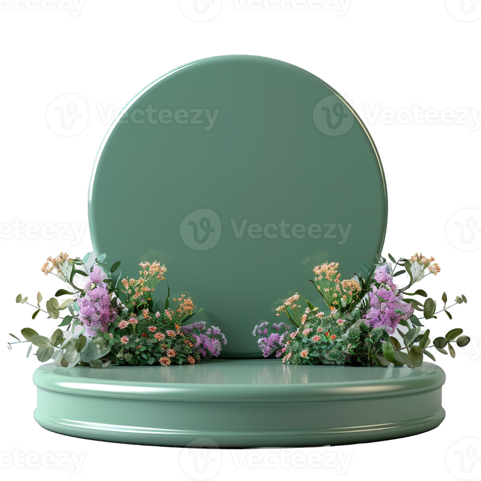 green podium display mockup isolated on transparent background , png