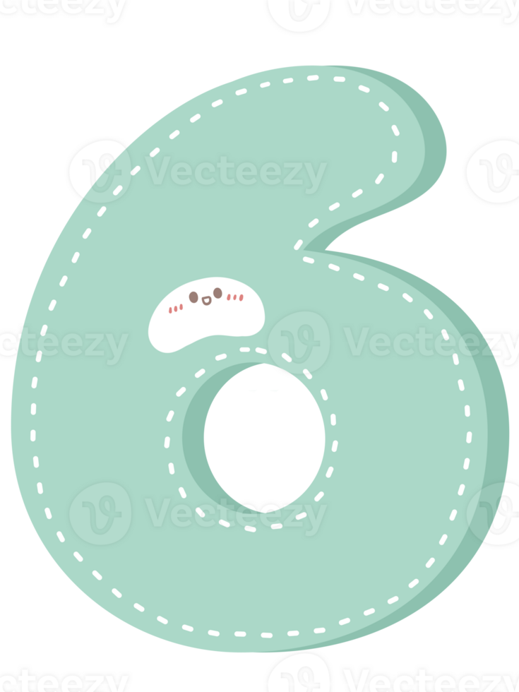 Cute number pastel color png