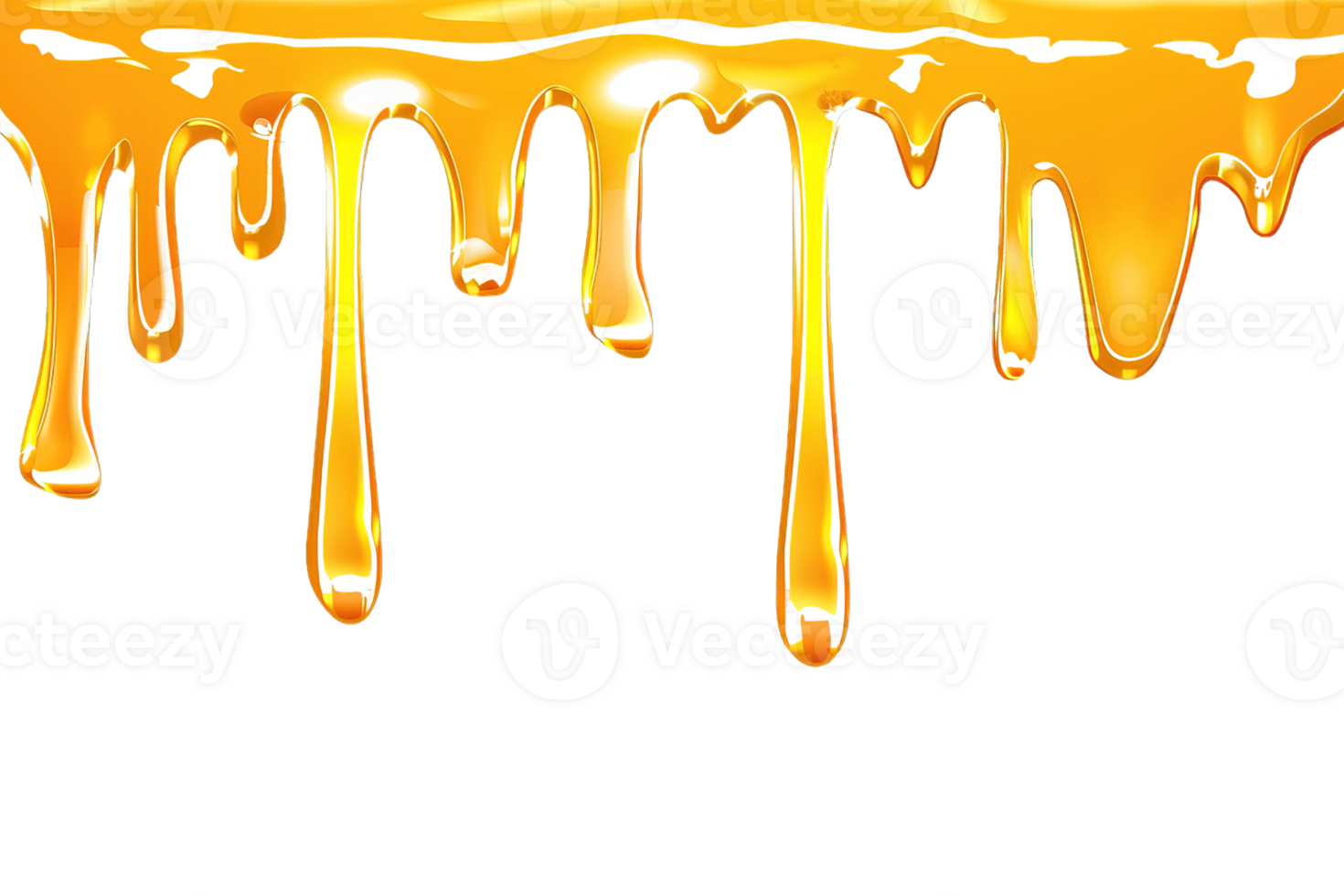 honey melting down isolated on transparent background, honey drip effect, png