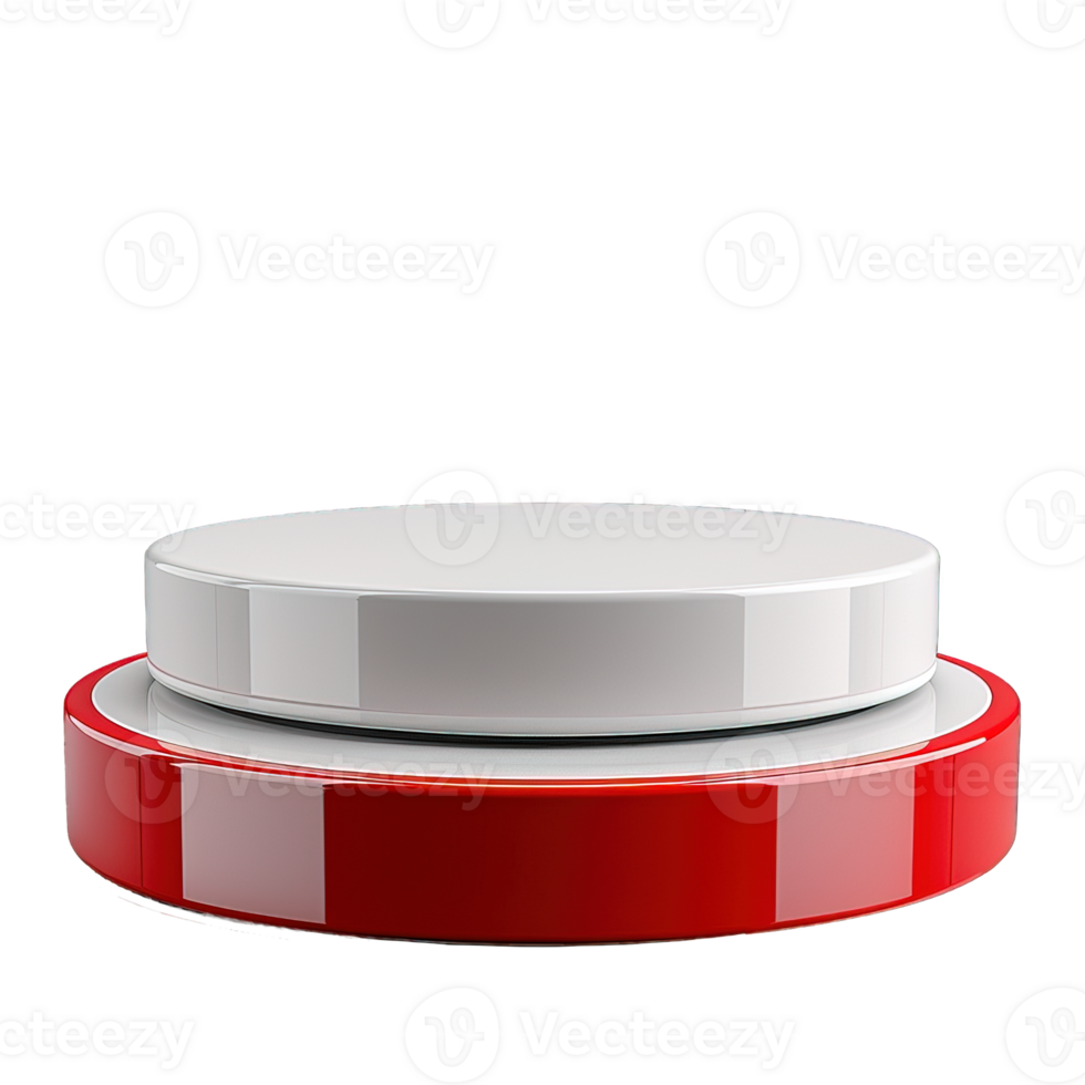 red and white strip podium display mockup isolated on transparent background , png