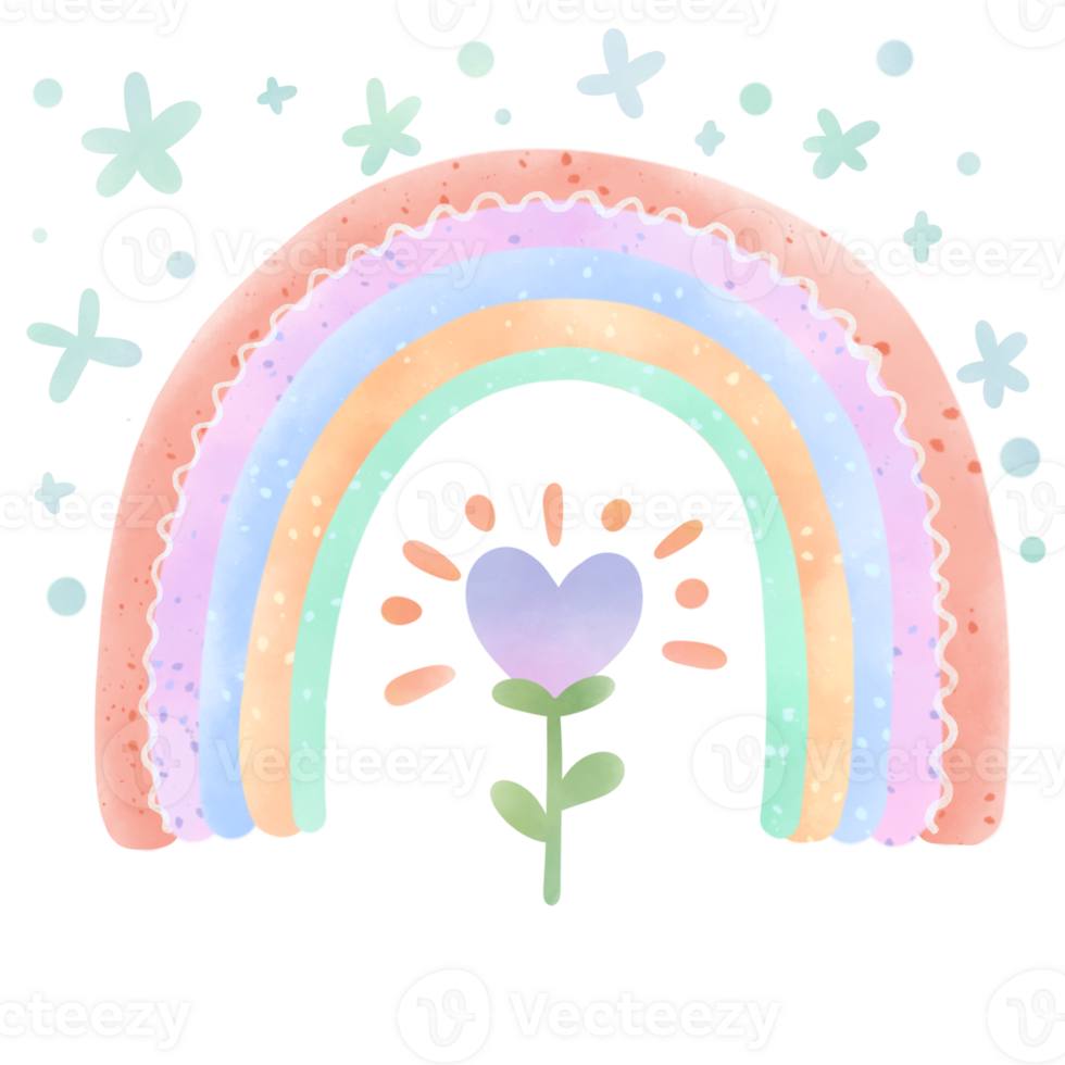 Boho rainbow pastel watercolor png