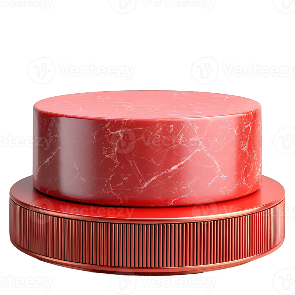 red podium display mockup isolated on transparent background , png