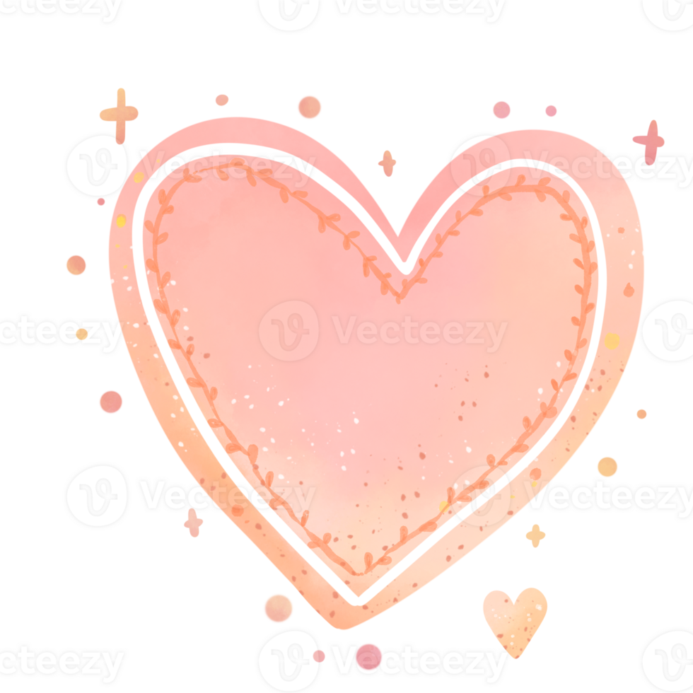 Boho heart in the pastel watercolor set png