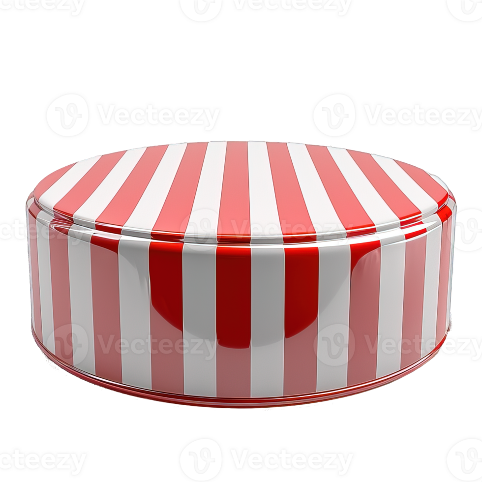 red and white strip podium display mockup isolated on transparent background , png