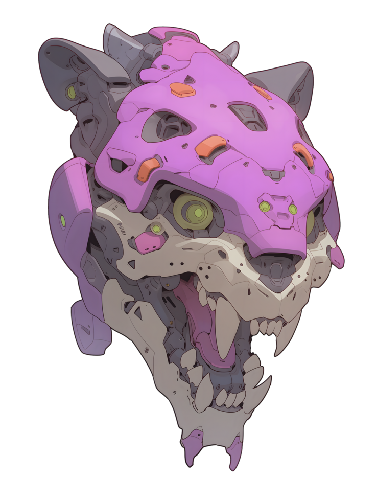 half machine leopard head illustration png