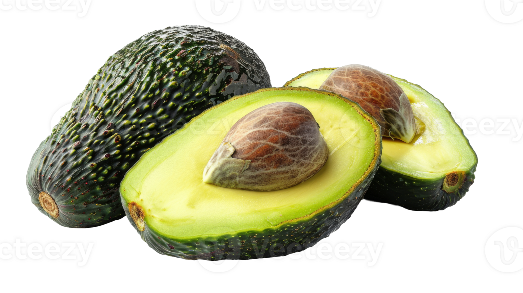 Hyper Realistic Avocado Isolated on White Background on the transparent background, Format png