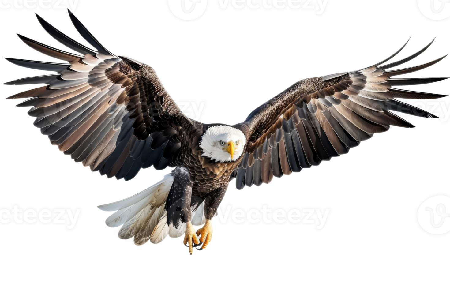 Majestic bald eagle in flight against a transparent sky png