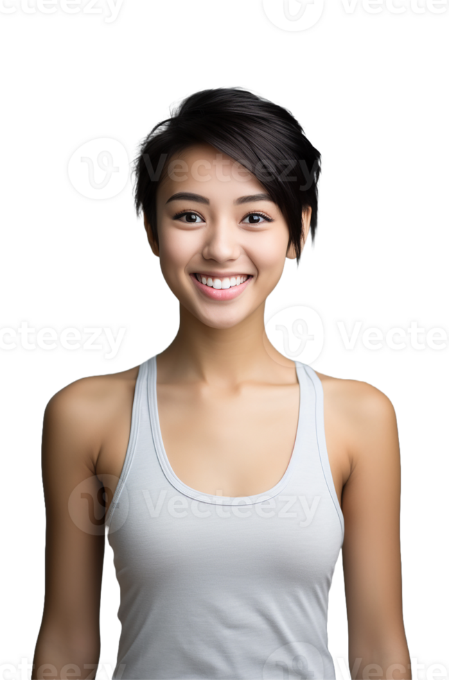 Confident Asian healthy girl png