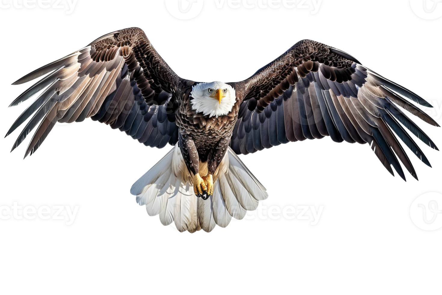 Majestic bald eagle in flight against a transparent sky png