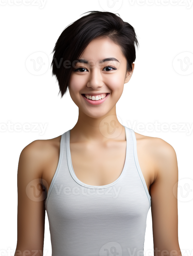 Confident asian woman wearing tank top png