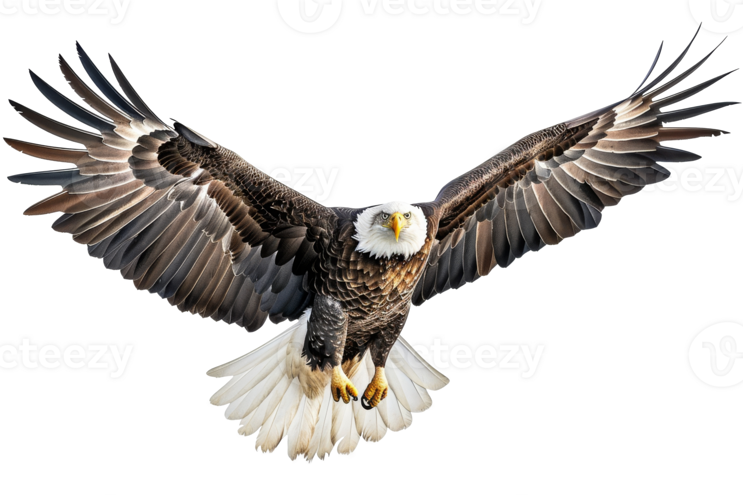 Majestic bald eagle in flight against a transparent sky png