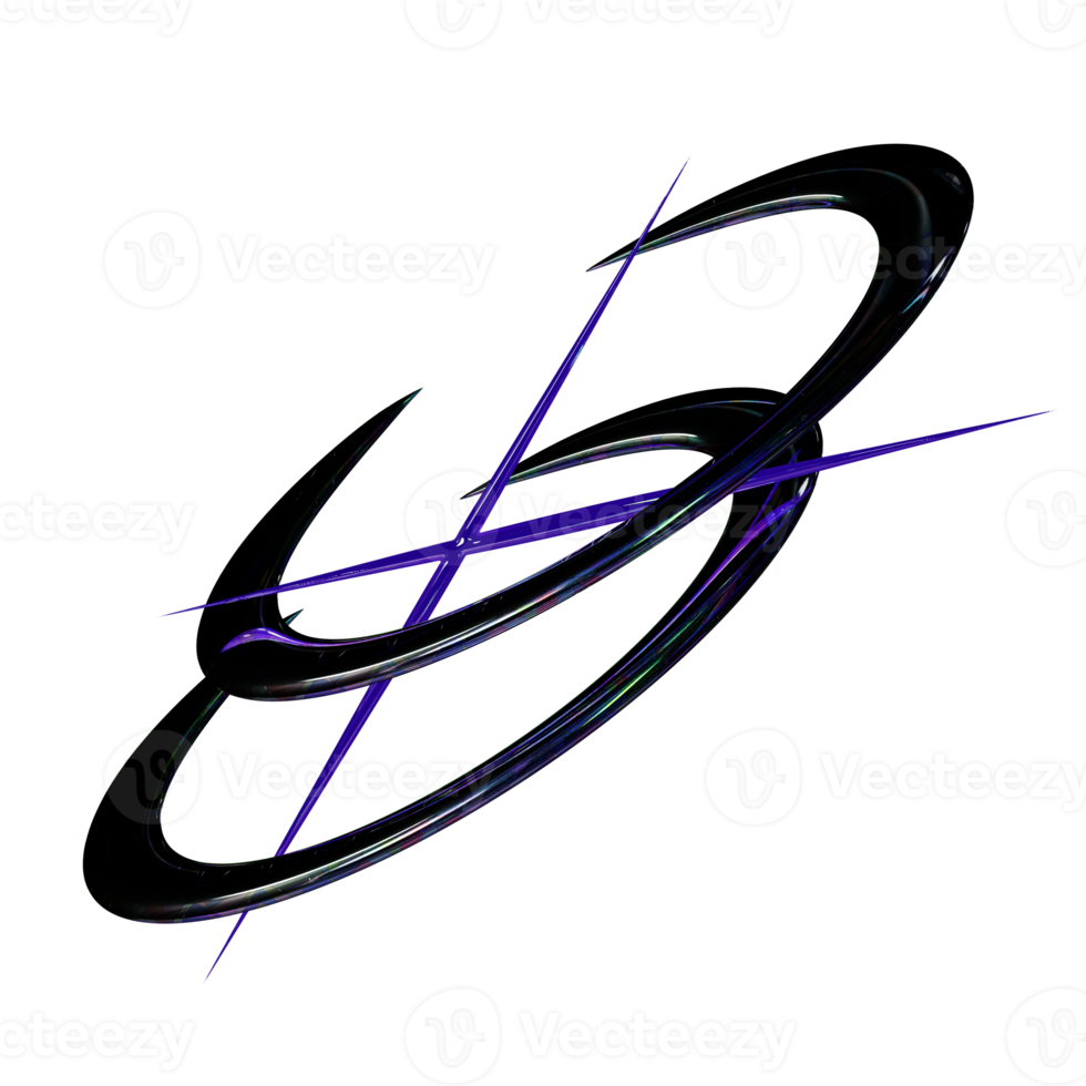 3d chrome purple saber y2k element png