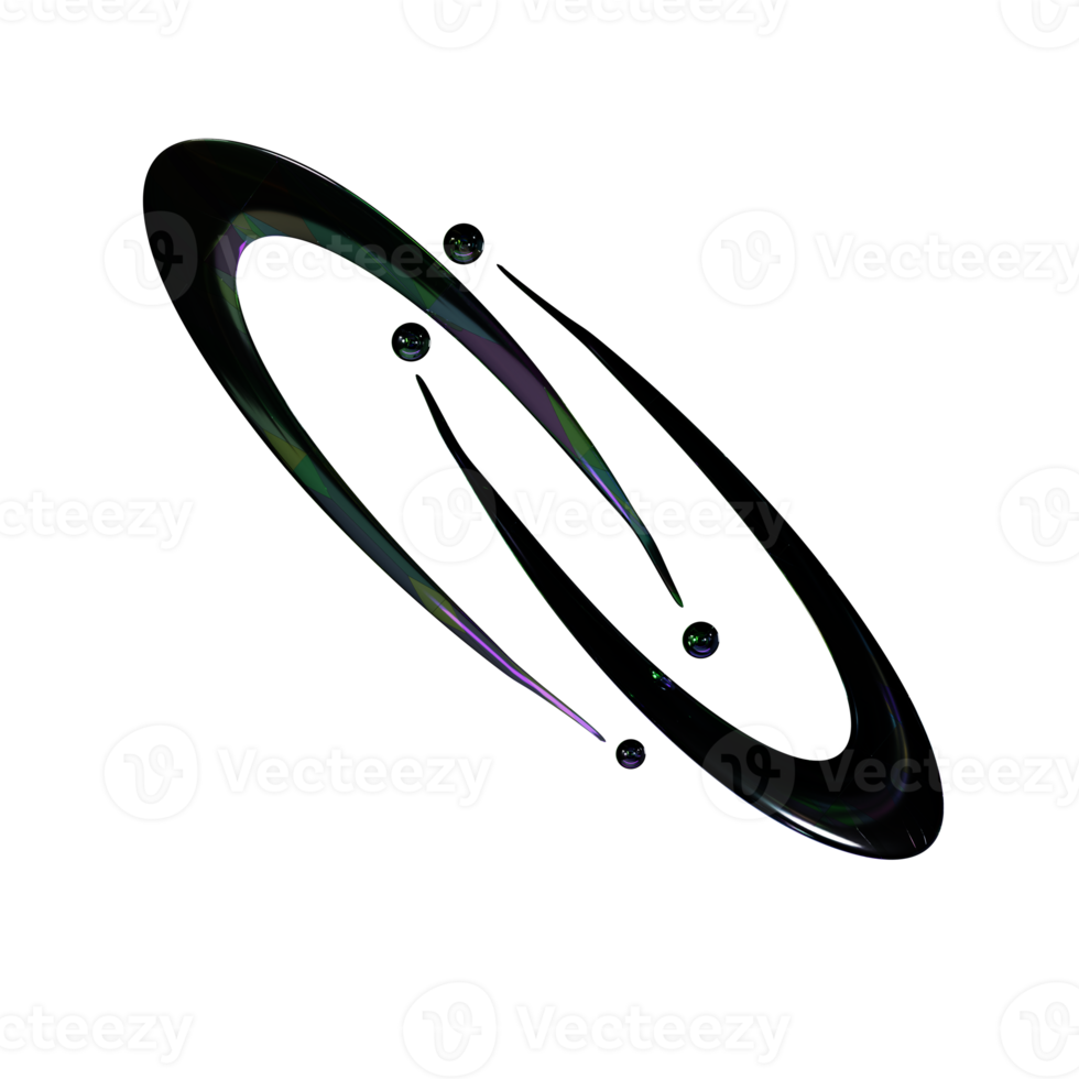 3d dark chrome y2k element png