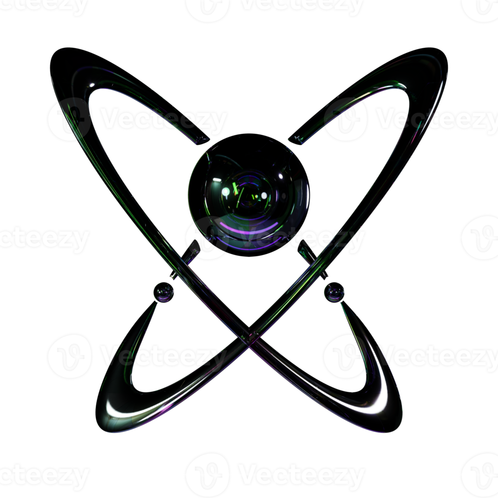 3d dark chrome y2k element png