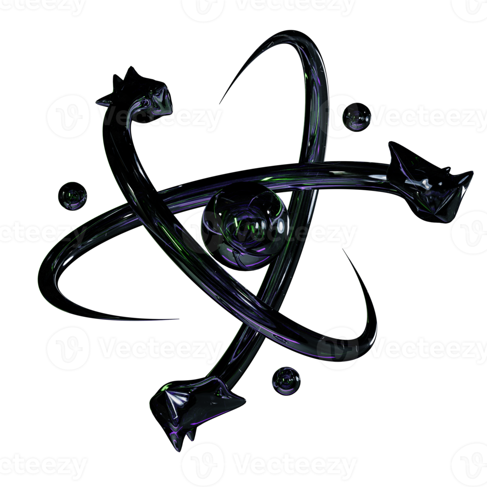 3d dark chrome y2k element png
