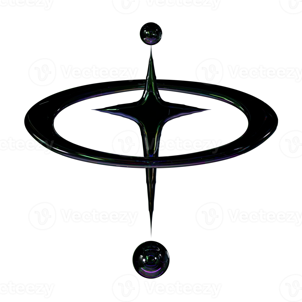 3d dark chrome y2k element png
