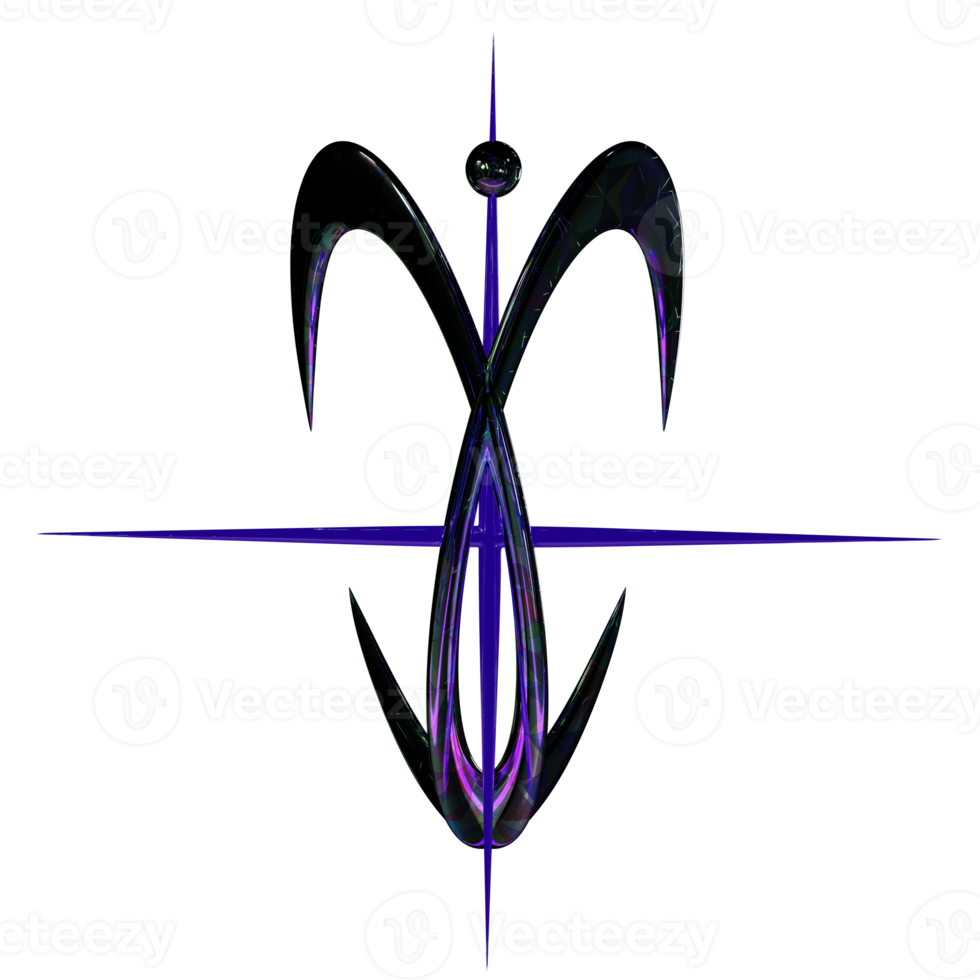 3d chrome purple saber y2k element png