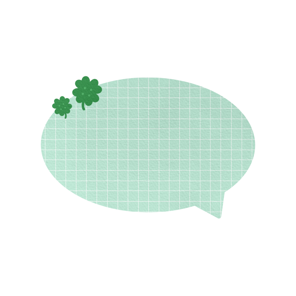 Cute Green Clover Leaf Speech Bubble Paper Textured Text Bubble Dialogue Bubble Blank Bubble Message Box Bubble Speak Bubble Concept Bubble Chat Bubble Blank Note Memo png