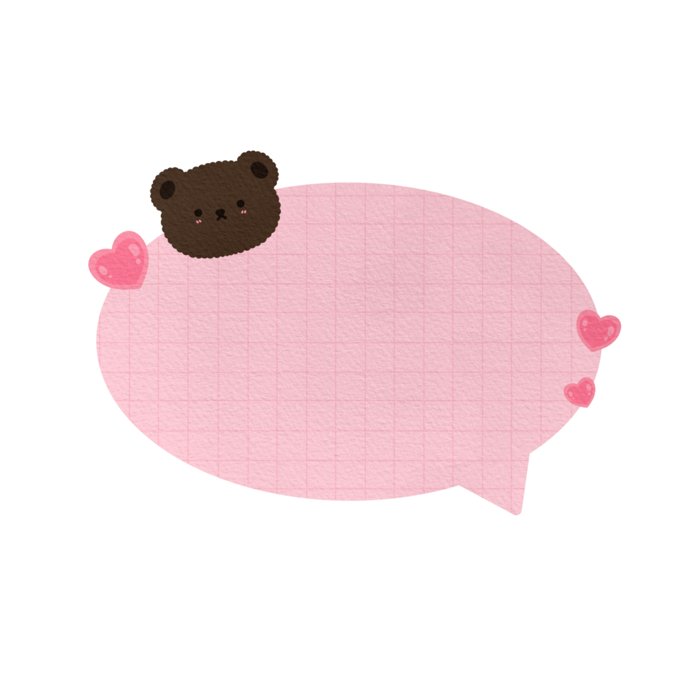 Cute Pink And Bear Speech Bubble Paper Textured Text Bubble Dialogue Bubble Blank Bubble Message Box Bubble Speak Bubble Concept Bubble Chat Bubble Blank Note Memo png