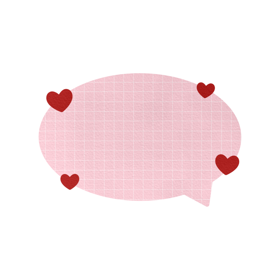 Cute Pink And Red Hearts Speech Bubble Paper Textured Text Bubble Dialogue Bubble Blank Bubble Message Box Bubble Speak Bubble Concept Bubble Chat Bubble Blank Note Memo Valentine Element Design png
