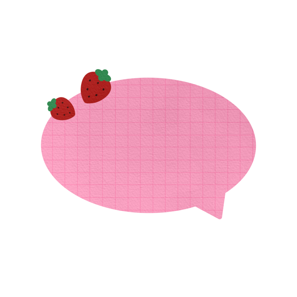 Cute Pink And Strawberry Speech Bubble Paper Textured Text Bubble Dialogue Bubble Blank Bubble Message Box Bubble Speak Bubble Concept Bubble Chat Bubble Blank Note Memo png