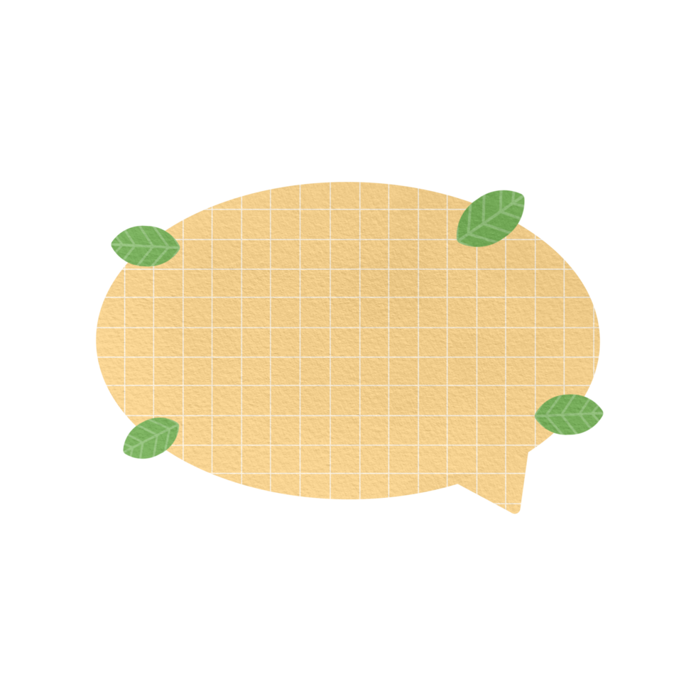 Cute Yellow And Green Leaf Speech Bubble Paper Textured Text Bubble Dialogue Bubble Blank Bubble Message Box Bubble Speak Bubble Concept Bubble Chat Bubble Blank Note Memo png
