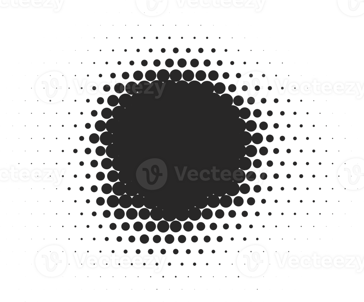 Halftone dotted shape. Paint blob with noisy effect. Abstract splatter circle shape. png