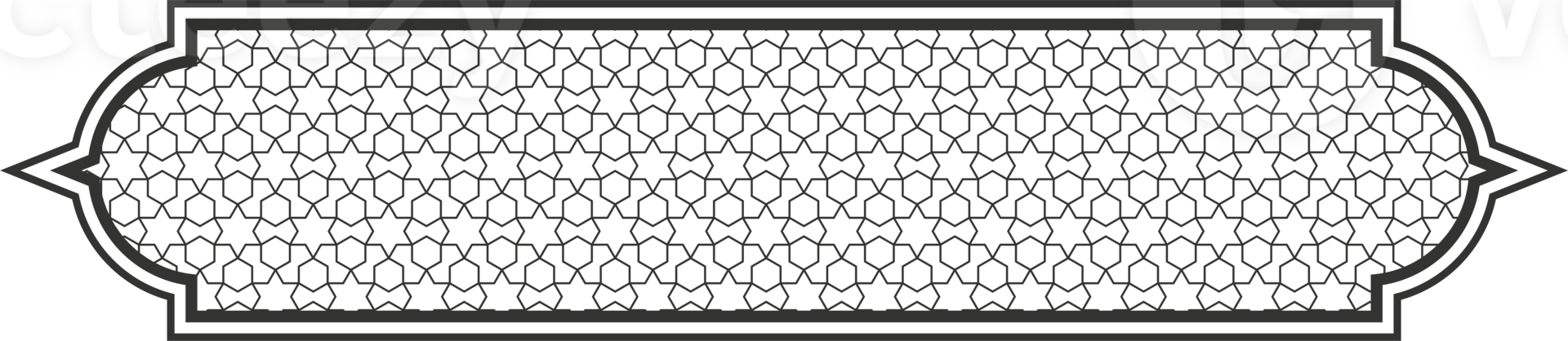 Ramadan Arabic shape. Islamic frame with ornament. Turkish ribbon decorated element with pattern. Oriental banner and tag template. png