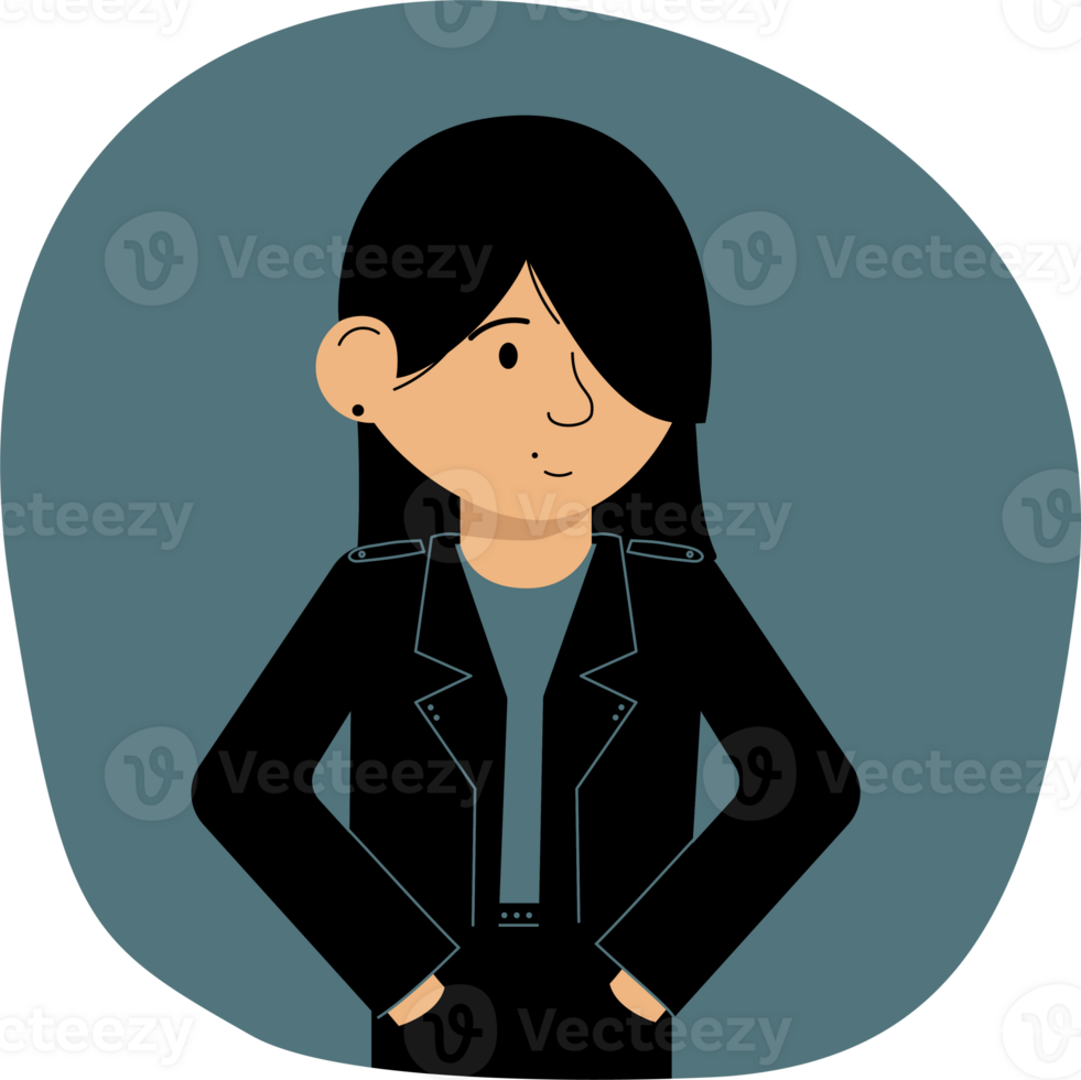 girl in all black with hands in pockets png