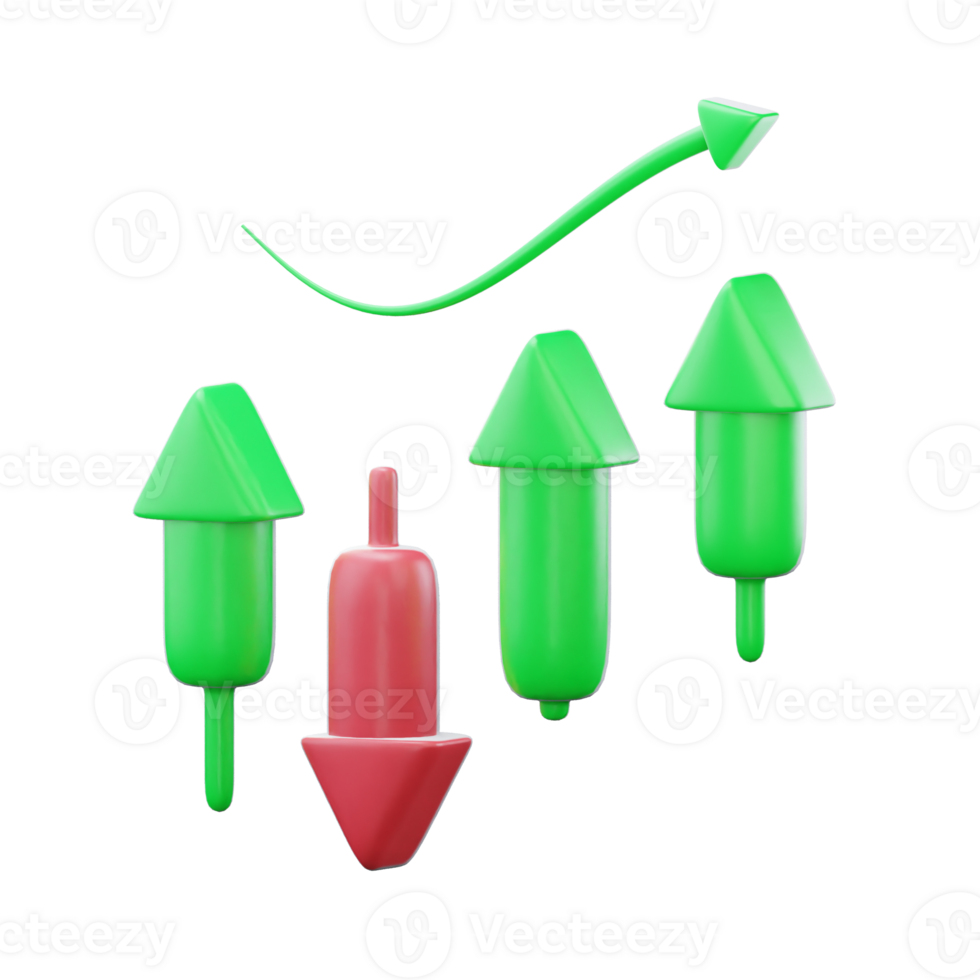 3D Rendering Illustrations Of Arrow Candlestick Chart png
