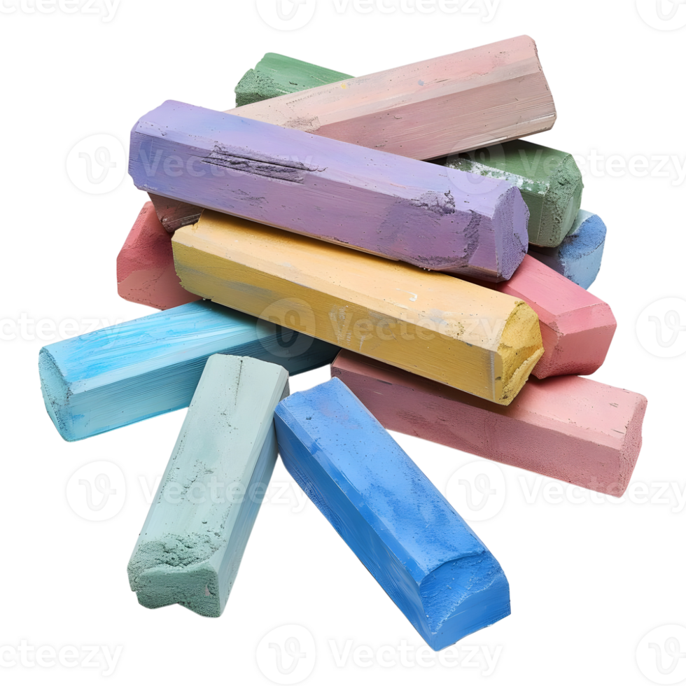 Colorful Chunky Chalks on Transparent Background png