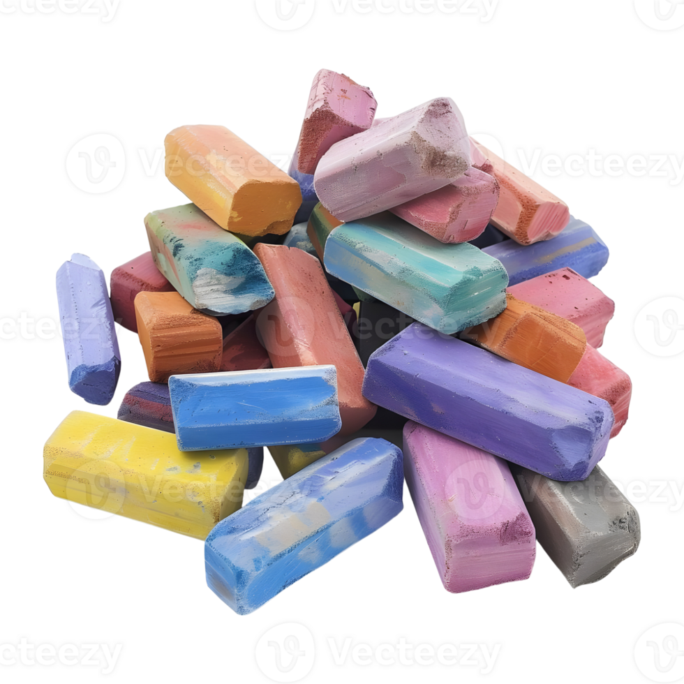 Colorful Chunky Chalks on Transparent Background png