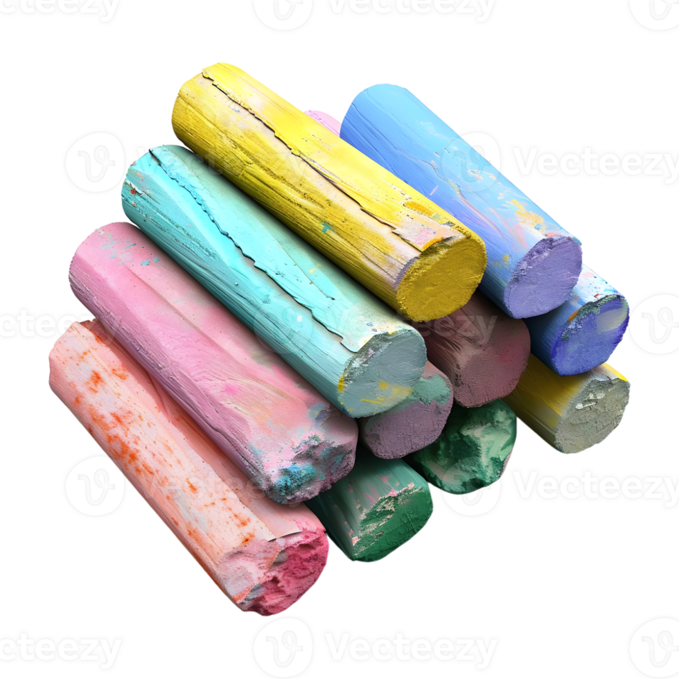 Colorful Chunky Chalks on Transparent Background png